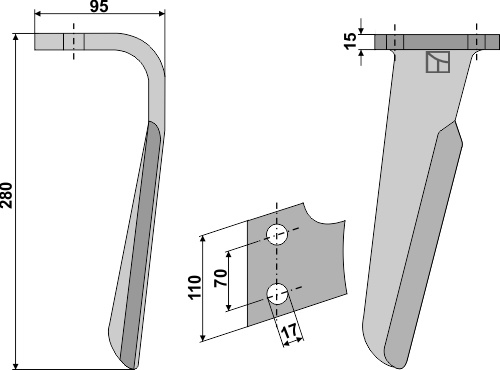Kreiseleggenzinken rechts 280 mm x 110 mm, passend für Falc
