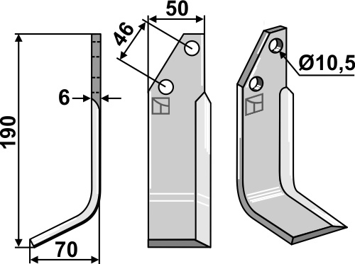 Fräsmesser 195x50mm, links, passend für Adriatica