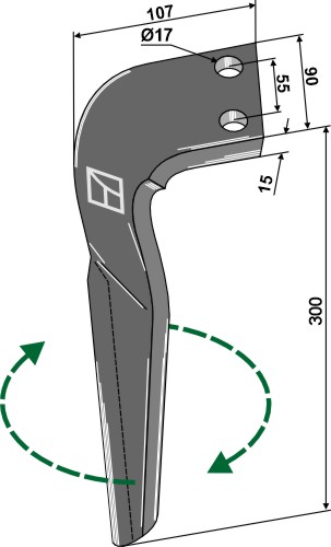Kreiseleggenzinken, rechts 300 mm x 90 mm, passend für Regent und Frandent