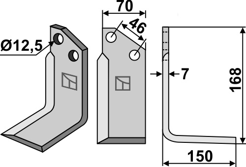 Fräsmesser 168x70mm, rechts, passend für Muratori