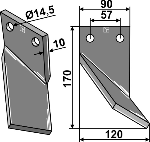 Rotorzinken 170x90mm, rechts, passend für Massano