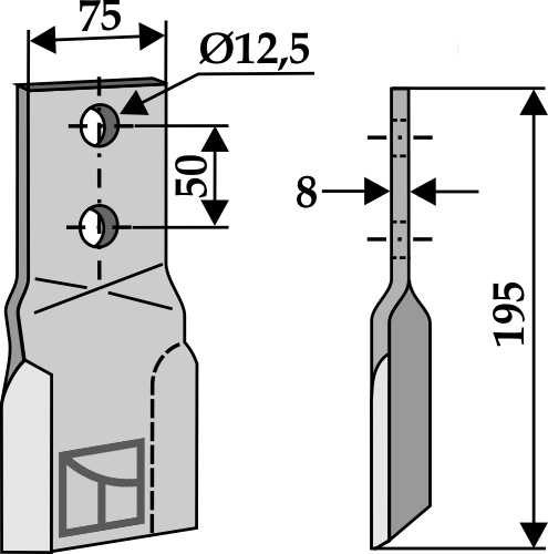 Schlegelmesser 195x75 mm, rechts, passend für Perfect
