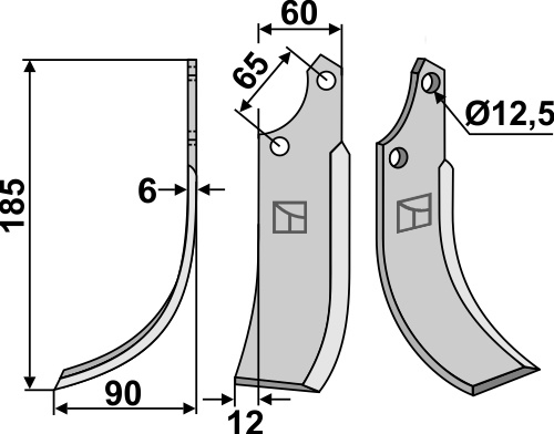 Fräsmesser 185x60mm, links, passend für Ortolan