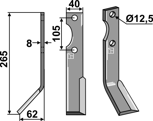 Fräsmesser 265x40mm, links, passend für Forigo-Roteritalia