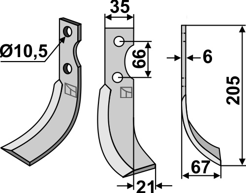 Fräsmesser 205x35mm, rechts, passend für Grillo