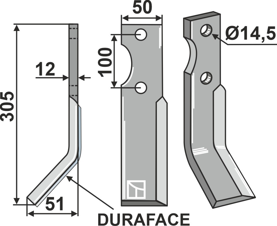 Rotorzinken DURAFACE 300x50mm, links, passend für Jones
