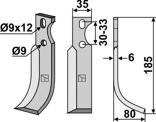 Fräsmesser 185x35mm, rechts, passend für Goldoni