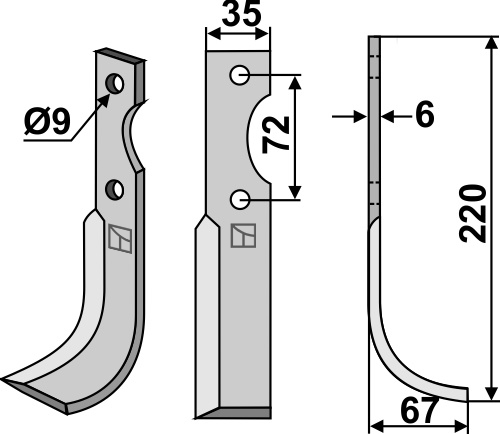 Fräsmesser 220x35mm, rechts, passend für Casorzo