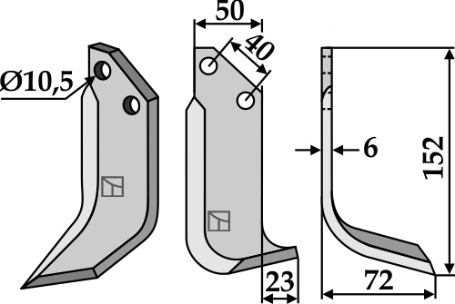 Fräsmesser 152x50mm, rechts, passend für B.C.S., Grillo und mehr