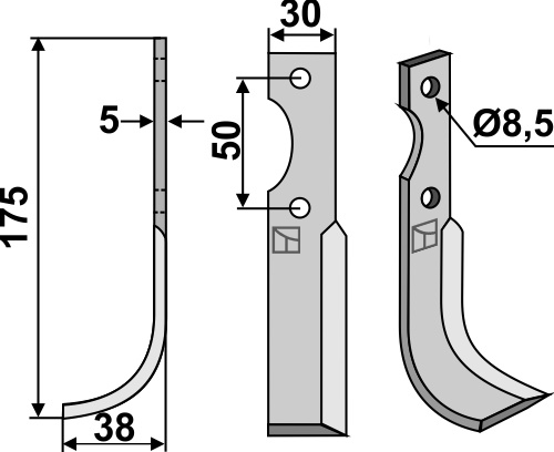 Fräsmesser 175x30mm, links, passend für Adriatica