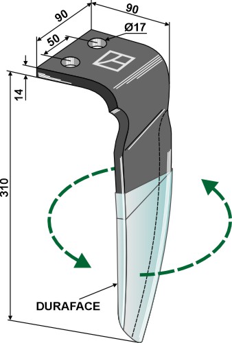 Kreiseleggenzinken (DURAFACE) 310mm, links, passend für Vigolo