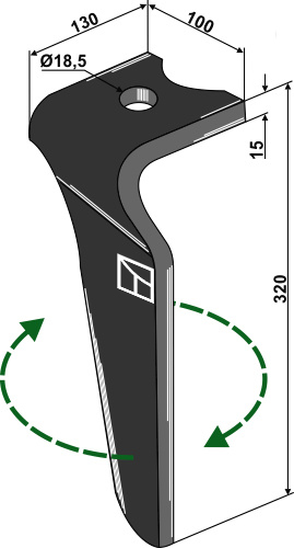 Kreiseleggenzinken, rechts 320 mm x 100 mm, passend für Kverneland