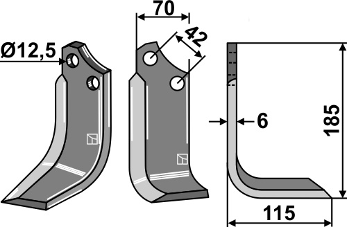 Fräsmesser 185x70mm, rechts, passend für Sicma(Miglianico)