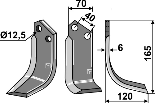 Fräsmesser 175x70mm, rechts, passend für Goldoni