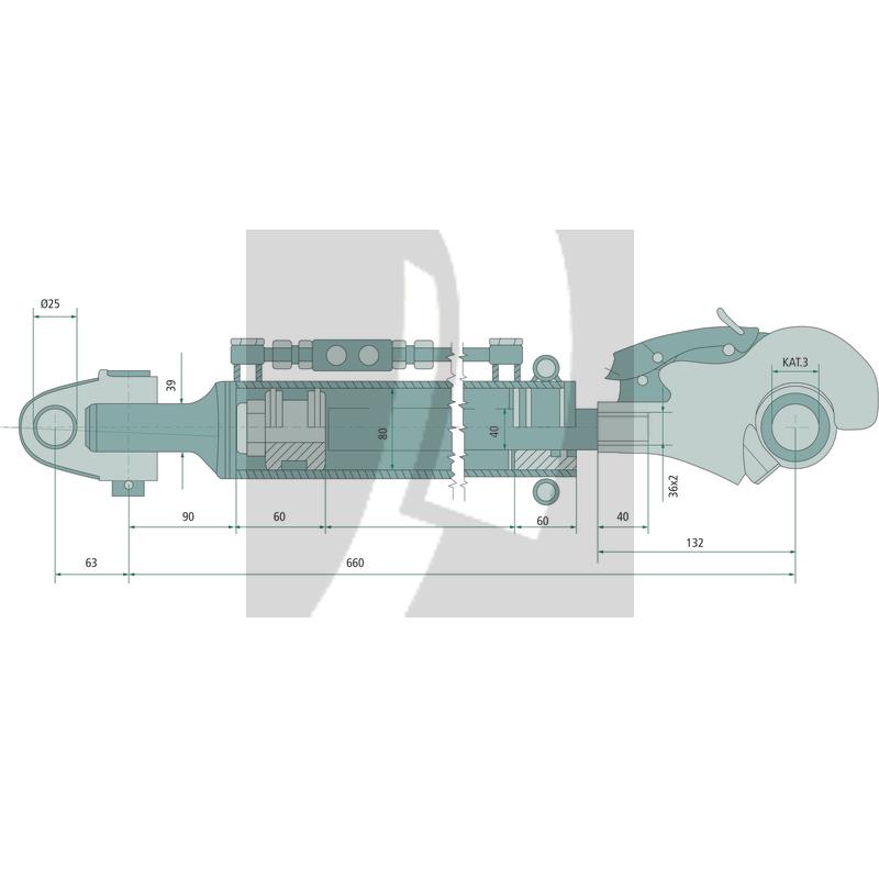 Hydraulischer Oberlenker 660 / 888 mm