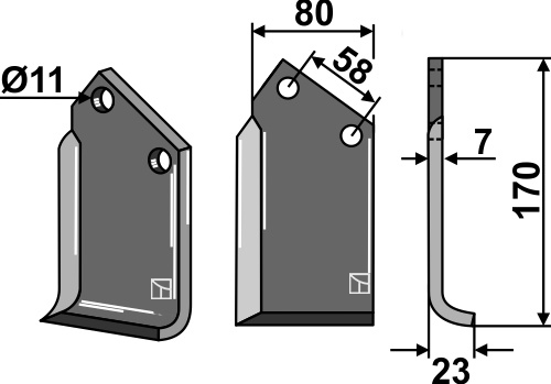 Fräsmesser 170x80mm, rechts, passend für Howard