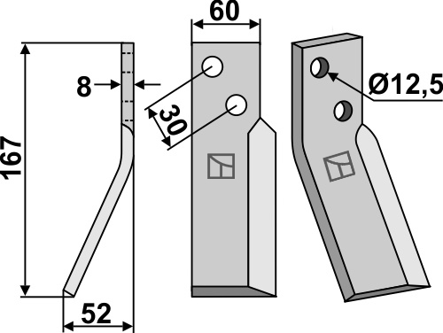 Rotorzinken 167x60mm, links, passend für RenterL.M.T.