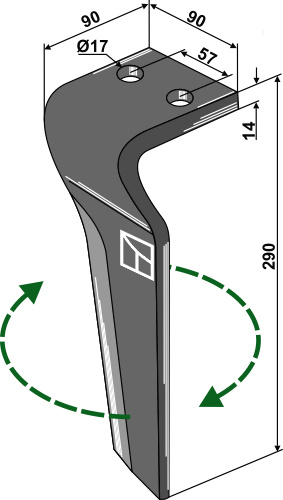 Kreiseleggenzinken rechts 290 mm x 90 mm, passend für Becker und Carraro