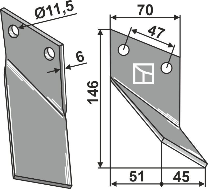 Rotorzinken 180x70mm, rechts, passend für Rotadairon