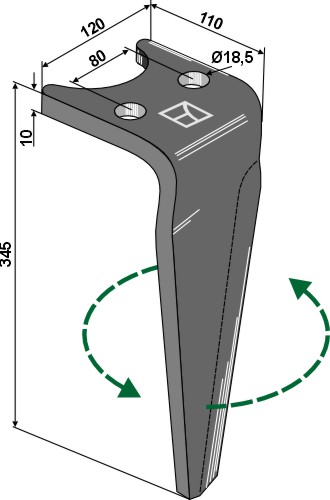 Kreiseleggenzinken links 345 mm x 120 mm, passend für Amazone