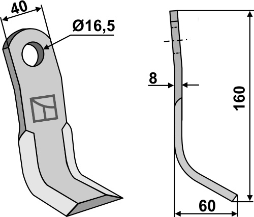 Y-Messer 160x40 mm, passend für Nobili