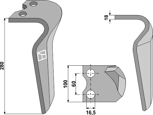 Kreiseleggenzinken links 280 mm x 100 mm, passend für Krone