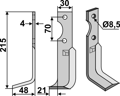 Fräsmesser 215x30mm, links, passend für Agria