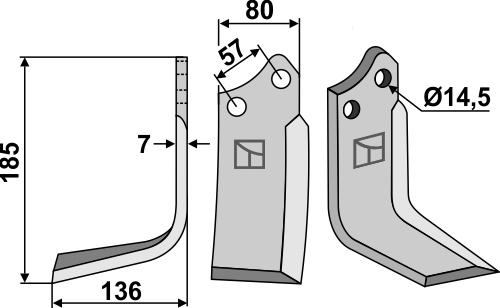 Fräsmesser 185x80mm, links, passend für Muratori