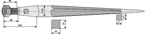 Schwerlastzinken 980 mm, passend für Baas-Trima, van Lengerich (BVL) und mehr