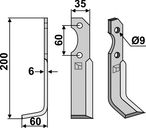 Fräsmesser 200x35mm, links, passend für Brumital-Agris