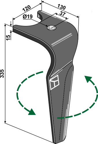 Kreiseleggenzinken links 335 mm x 120 mm, passend für Amazone