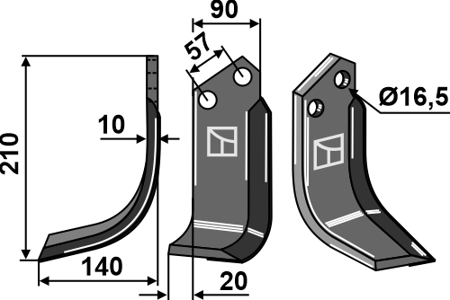 Fräsmesser 210x90mm, links - Hartmetallbeschichtet, passend für Kuhn