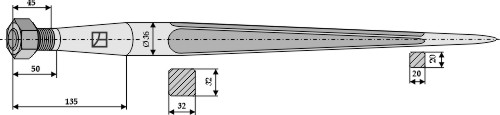 Zinken für Frontlader 800 mm, passend für Stoll