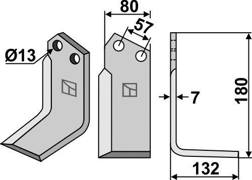Fräsmesser 185x80mm, rechts, passend für Howard