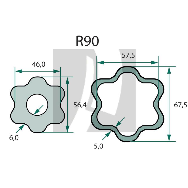 ROTARO Gelenkwelle R90 1 3/8" 6 Zähne 1010