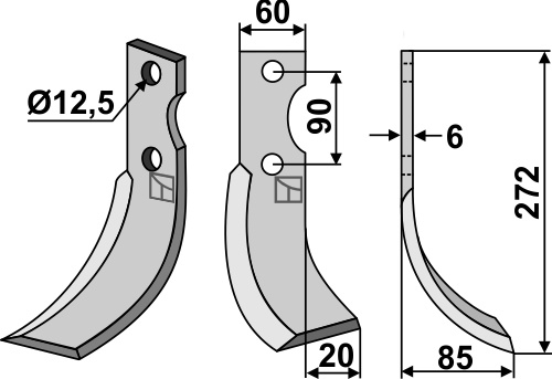 Fräsmesser 272x60mm, rechts, passend für Adriatica und Ferrari