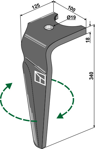 Kreiseleggenzinken, rechts 340 mm x 100 mm, passend für Falc