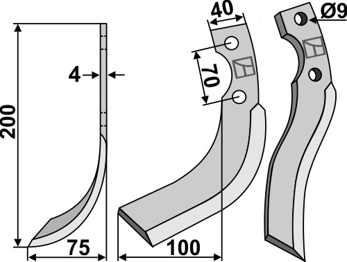 Fräsmesser 200x40mm, links, passend für Iseki