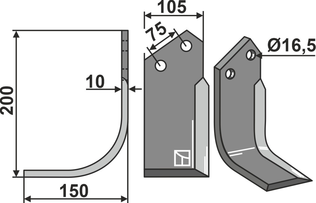 Fräsmesser 200x105mm, links, passend für Howard