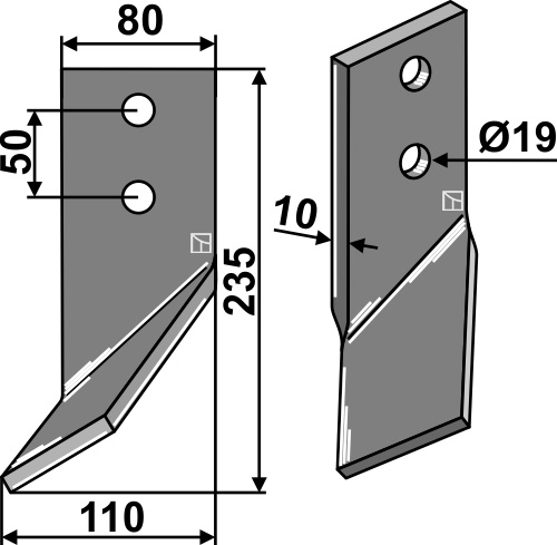 Rotorzinken 235x80mm, rechts, passend für Kirpy
