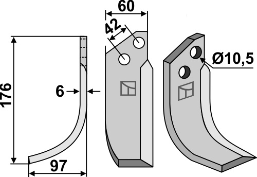 Fräsmesser 176x60mm, links, passend für Valpadana