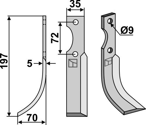 Fräsmesser 197x35mm, links, passend für NibbiDecimo
