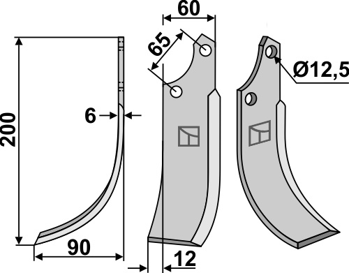 Fräsmesser 200x60mm, links, passend für Ortolan