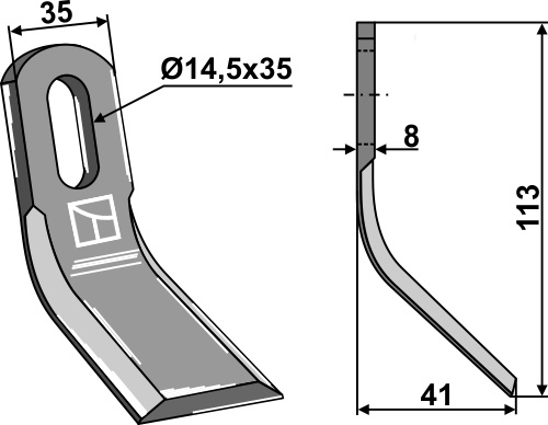 Y-Messer 113x35 mm, passend für Bomford