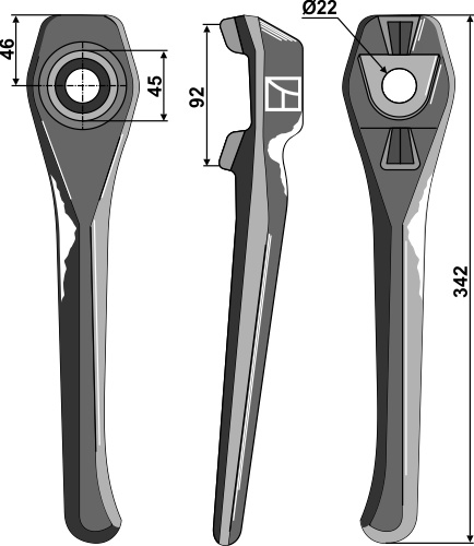 Kreiseleggenzinken rechts 342 mm, passend für Lely
