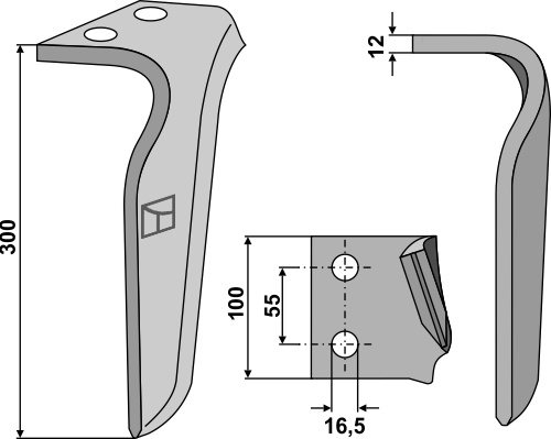 Kreiseleggenzinken, links 300 mm x 100 mm, passend für Frandent