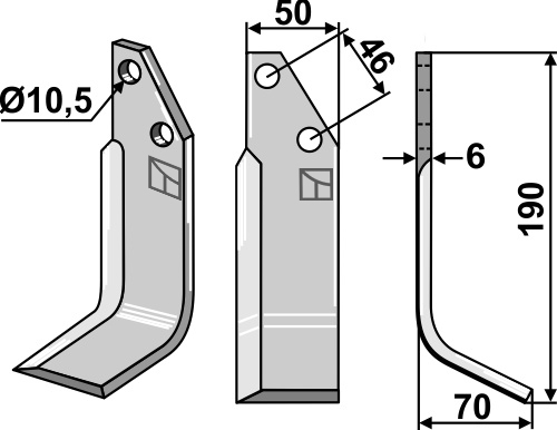 Fräsmesser 195x50mm, rechts, passend für Adriatica