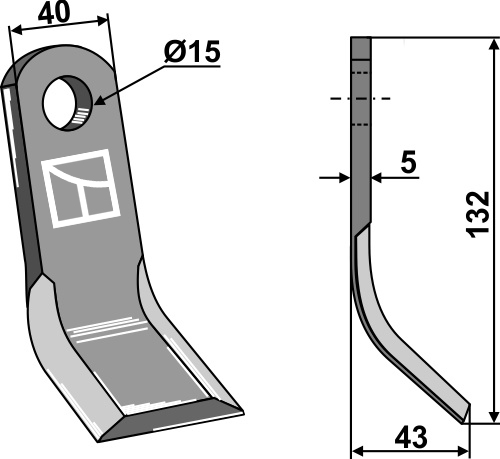 Y-Messer 132x40 mm, passend für Noremat, S.M.A. und mehr