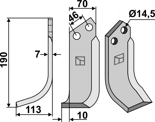 Fräsmesser 190x70mm, links, passend für Muratori, Ommas und mehr