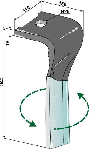 Kreiseleggenzinken (DURAFACE), links 340 x 18 mm, passend für Landsberg und Pöttinger
